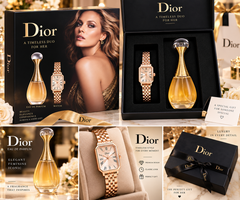 Dior's Women Perfume & Rose Gold Watch Luxury Gift Set