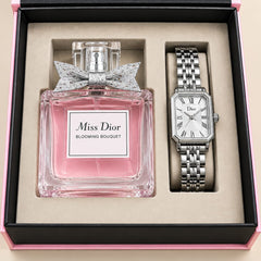 Miss Dior Blooming Bouquet Style Perfume & Silver Watch Gift Set for Women