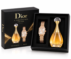 Dior's Women Perfume & Rose Gold Watch Luxury Gift Set