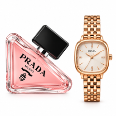Prada Women’s Perfume & Rose Gold Watch Gift Set – Luxury 2-Piece Gift Set