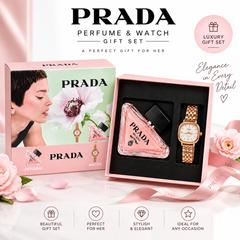 Prada Women’s Perfume & Rose Gold Watch Gift Set – Luxury 2-Piece Gift Set
