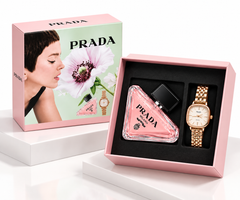 Prada Women’s Perfume & Rose Gold Watch Gift Set – Luxury 2-Piece Gift Set