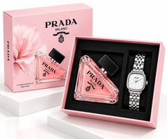 Prada Women’s Perfume & Silver Watch Gift Set – Luxury 2-Piece Gift Set